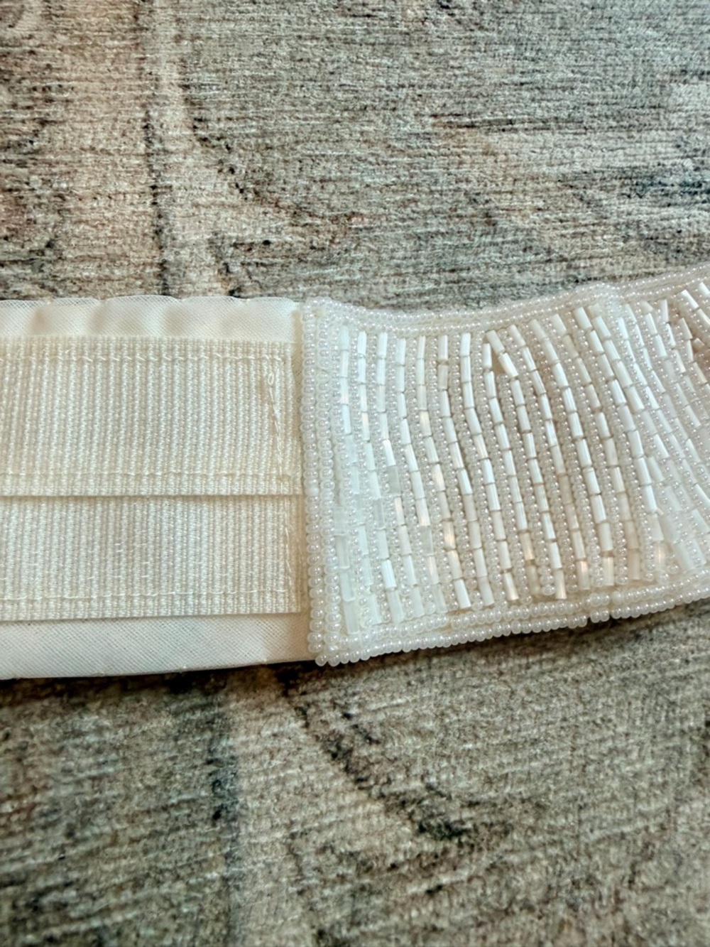 Vintage Ivory Hand Beaded silk Ivory Wedding Dress Bridal Sash Belt. EUC - Picture 4 of 7